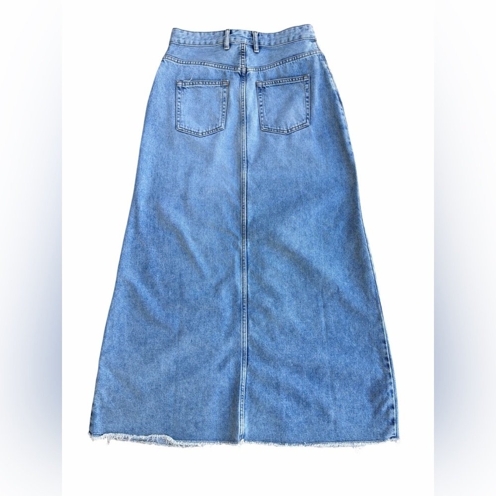 Anthropologie Pilcro Midi Front Slit Denim Maxi Skirt Summer Wash Size 8 NWT - Picture 4 of 12